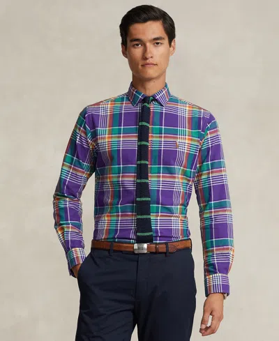 Polo Ralph Lauren Men's Classic-fit Plaid Oxford Shirt In Purple Green Multi