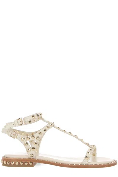 Ash Embellished Open Toe Sandals In White