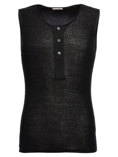 Ami Alexandre Mattiussi Ribbed Cotton Tank Top In Black