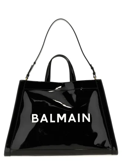 Balmain Oliviers Logo Printed Cabas Shopping Bag In White