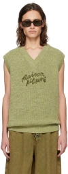 Maison Kitsuné Handwriting Oversize Vest In Green