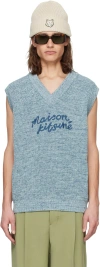 Maison Kitsuné Handwriting Oversize Vest In 잉크 블루