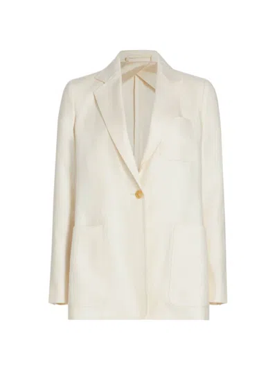 Max Mara Boemia Cotton-blend Single-breasted Blazer Jacket In White