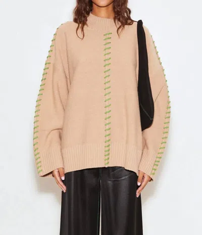 Simon Miller Leith Oversized Lace-up Sweater In Pink