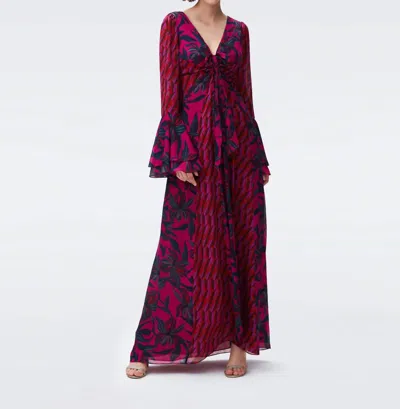 Diane Von Furstenberg Selena Printed Chiffon Maxi Dress In Pink
