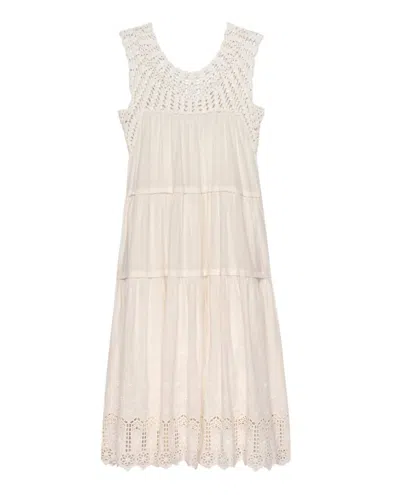 The Great The Soleil Crochet-trimmed Tiered Cotton-voile Maxi Dress In Beige