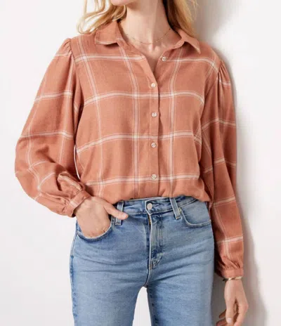 Z Supply Overland Plaid Blouse In Penny In Pink