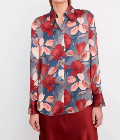 Vince Magnolia Silk Shirt In Red
