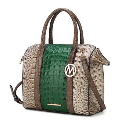 Mkf Collection By Mia K Ember Faux Crocodile-embossed Vegan Leather Women's Large Satchel Handbag In Green