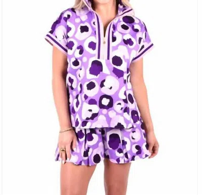 Emily Mccarthy Palmer Dress In Purple Col Cheetah