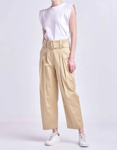 English Factory Belted Pleated Pants In Beige