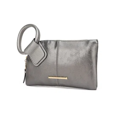 Mkf Collection By Mia K Simone Vegan Leather Clutch/wristlet For Women's In Silver