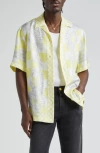 Versace Medusa Contrasto-print Silk Shirt In Yellow