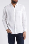 Peter Millar Men's Crown Coastal Garment-dyed Linen Sport Shirt In White