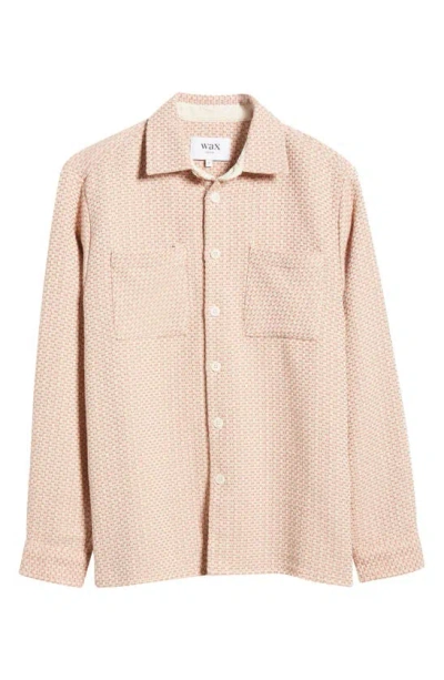 Wax London Whiting Regular Fit Cotton Overshirt In Pink/ecru