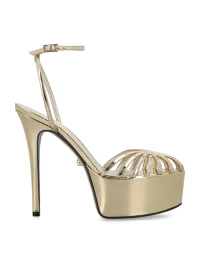 Alevì Clio 90 Sandals In Gold Leather