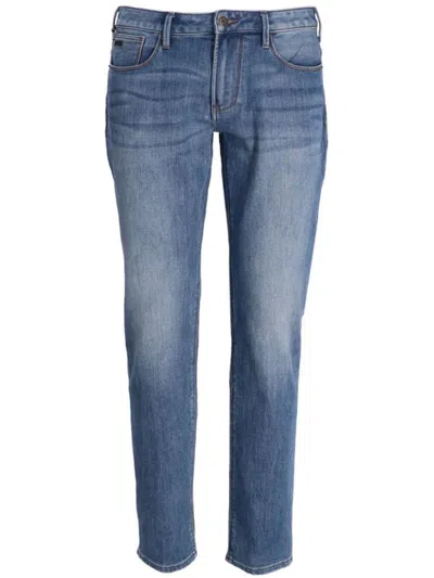 Emporio Armani Slim-cut Denim Jeans In Clear Blue