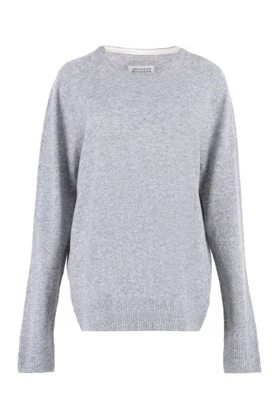 Maison Margiela Crew-neck Wool Sweater In Grey