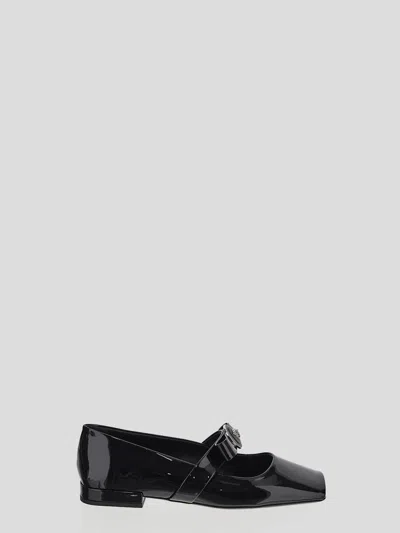 Versace Flat Shoes In Blackpalladium