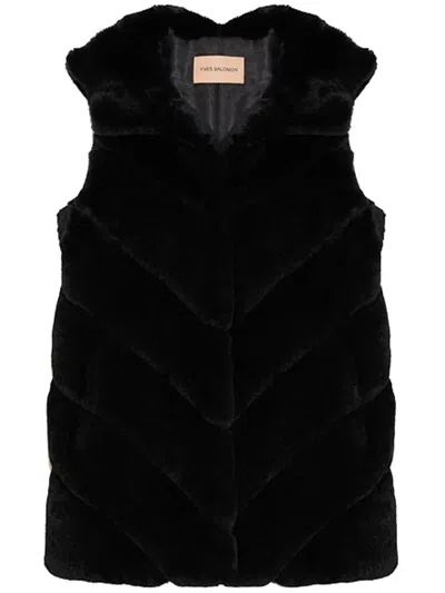 Yves Salomon Waistcoat Rex Rabbit Clothing In Black