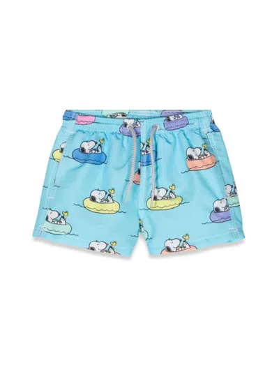 Mc2 Saint Barth Kids' Chillin Snoopy 31 Swim Shorts In Blue