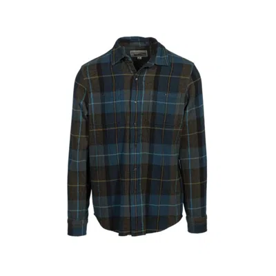 Schott Plaid Cotton Flannel Shirt In Blue