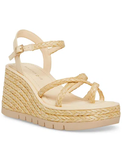 Madden Girl Vault Womens Faux Leather Wedge Sandals In Beige