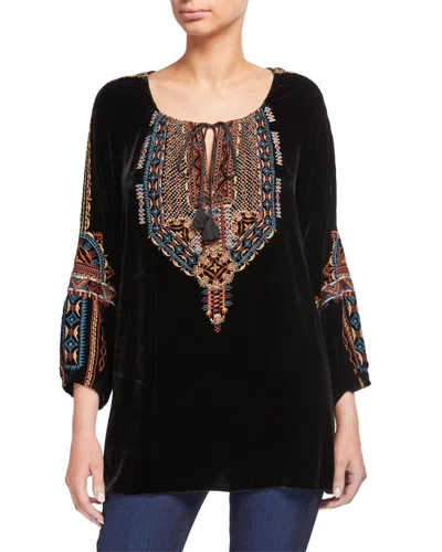 Johnny Was Women's Pacifica Embroidered Velvet Shirt In Black