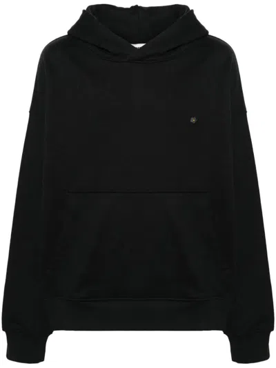 A Paper Kid Brooch-detail Cotton Hoodie In Black