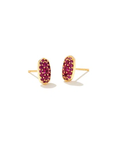Kendra Scott Grayson Crystal Stud Earrings In Gold Ruby Crystal In Purple