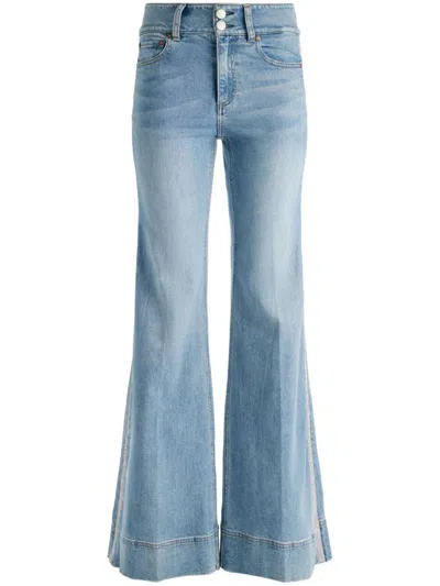 Alice And Olivia Missa Crystal-embellished Jeans In Light Blue