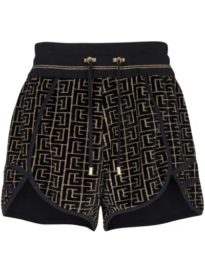 Balmain Jacquard Shorts Clothing In Black