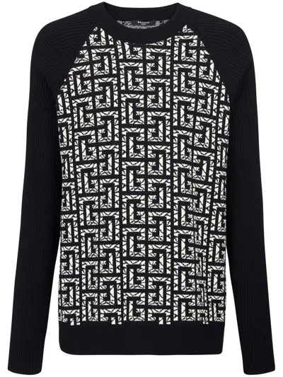 Balmain Knitted Crewneck Clothing In Black