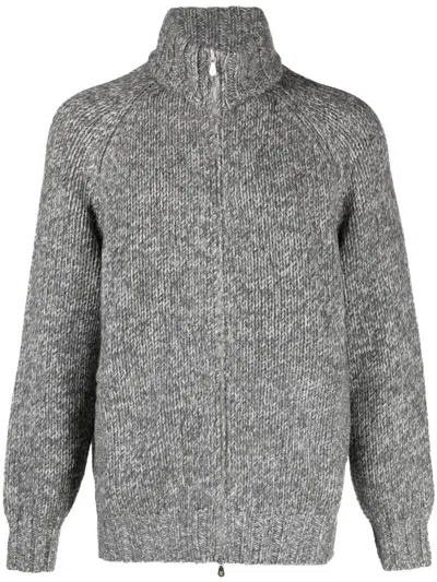Brunello Cucinelli Zippered Sweater Clothing In Grey