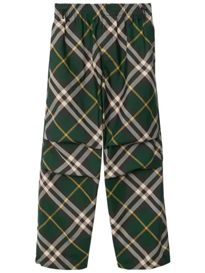Burberry Check Trousers Clothing In Green