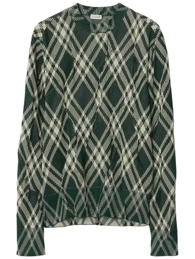 Burberry Check Shirt Clothing In Green
