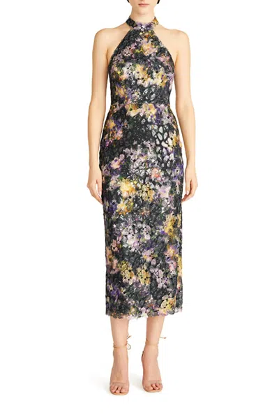 Monique Lhuillier Leaha Long Dress In Iris Blur In Purple