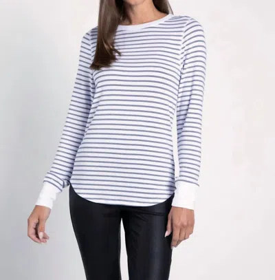 Thread & Supply Stacy Top In White Navy Triple Stripe