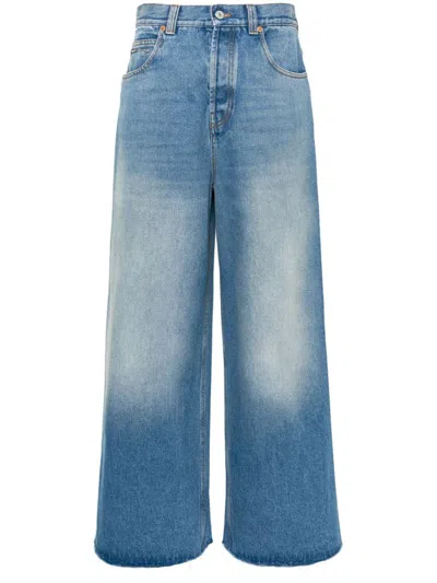 Gucci Organic Cotton Flared Denim Jeans In Blue