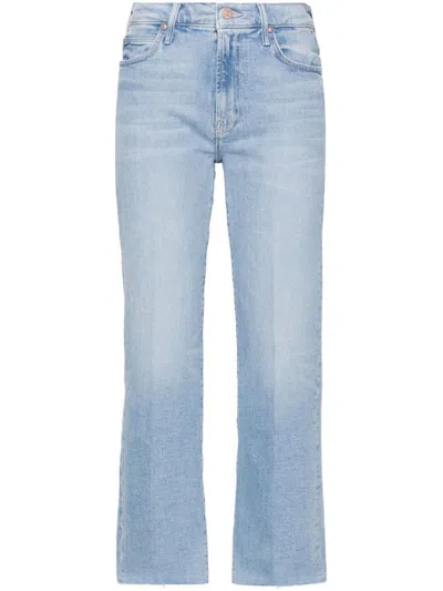 Mother Denim Straight Leg Cropped Jeans In Blue