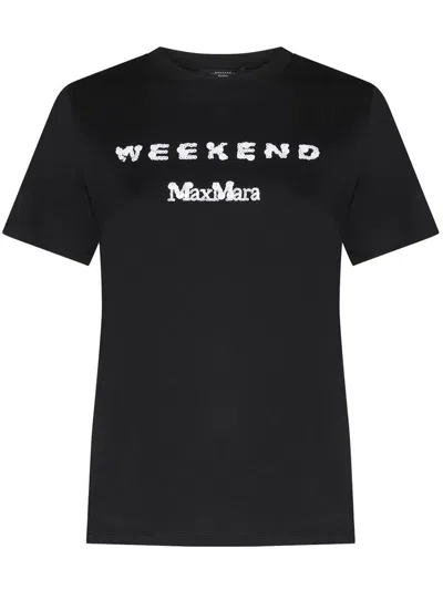 Weekend Max Mara Talento Logo Cotton T-shirt In Black