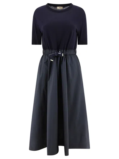 Herno Glam Panelled Midi Dress In Blue