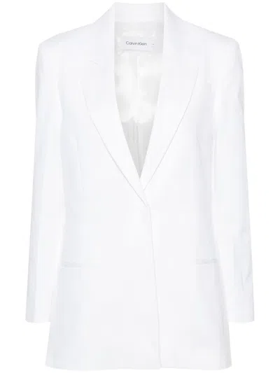 Calvin Klein Cotton Twill Tailored Blazer Clothing In White