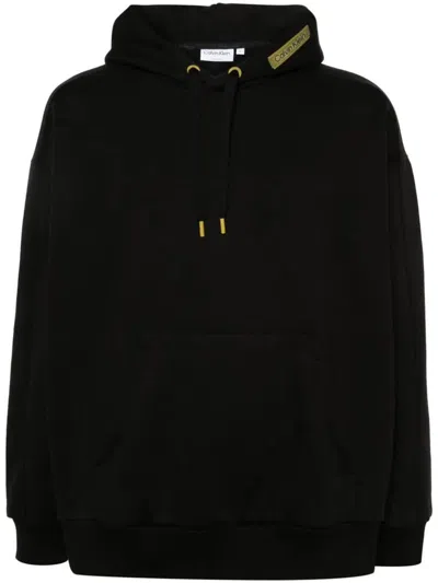 Calvin Klein Grid Logo Modern Comfort Hoodie Clothing In Black