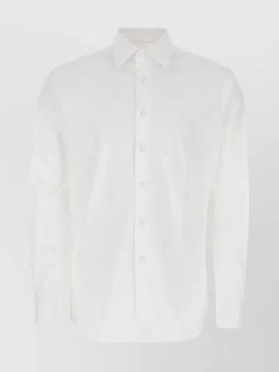 Prada Man Stretch Poplin Shirt In White