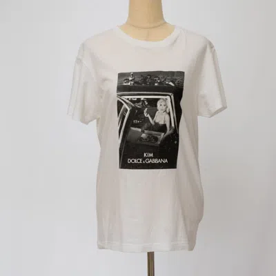 Pre-owned Dolce & Gabbana White "ciao Kim" Pizza Print Cotton T-shirt