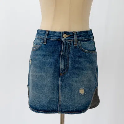 Pre-owned Attico The  Rounded Hem Mini Skirt - Blue Vintage