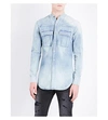 Balmain Bleached Regular-fit Denim Shirt In Blue