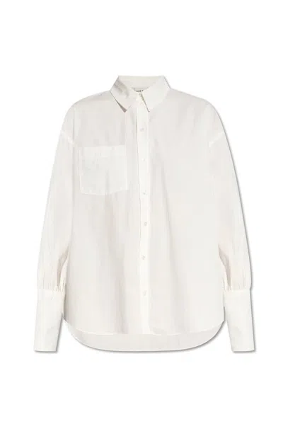 Anine Bing Womens White Maxine Logo-embroidered Cotton Shirt