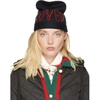 GUCCI GUCCI NAVY WOOL LOVED BEANIE,481356 3G206